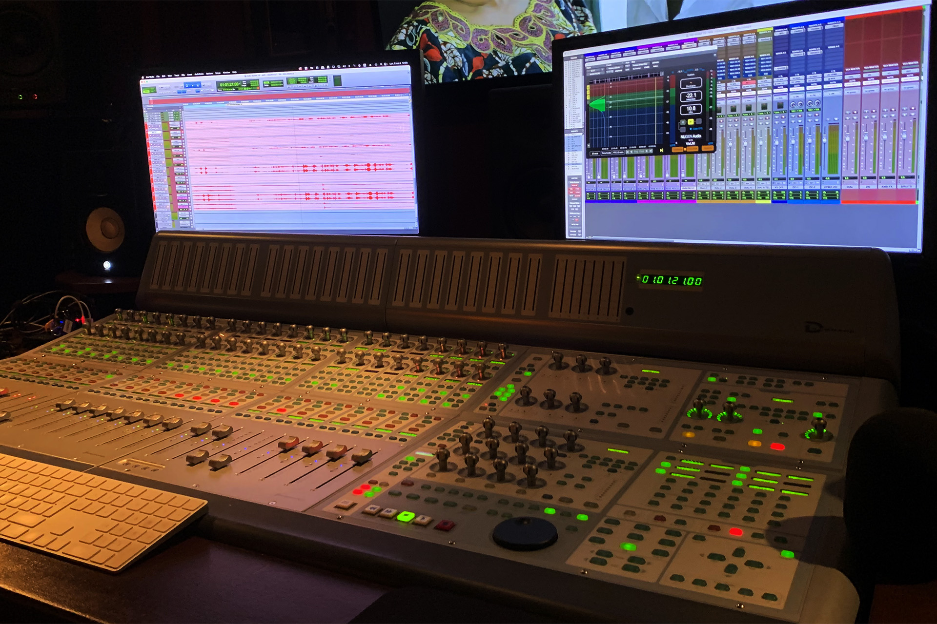 purple lighting and a croud of people